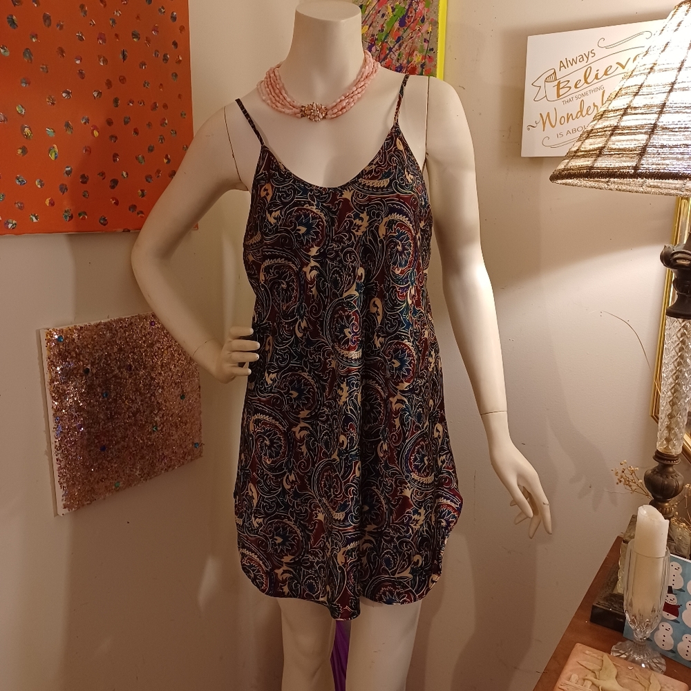 Vintage 90s Romantic Moods Paisley Nightie Slip Dress Size Medium
